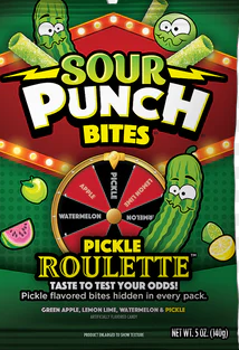 Sour Punch Bites Pickle Roulette, 5oz Peg Bag, 12ct
