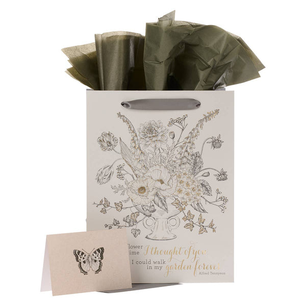 Garden Notes Gray Flowerpot Large Portrait Gift Bag