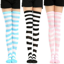 Fashion Cute Women Girls Kawaii Lolita Cotton Long Striped Thigh High Stocking Anime Cosplay Over Knee Socks