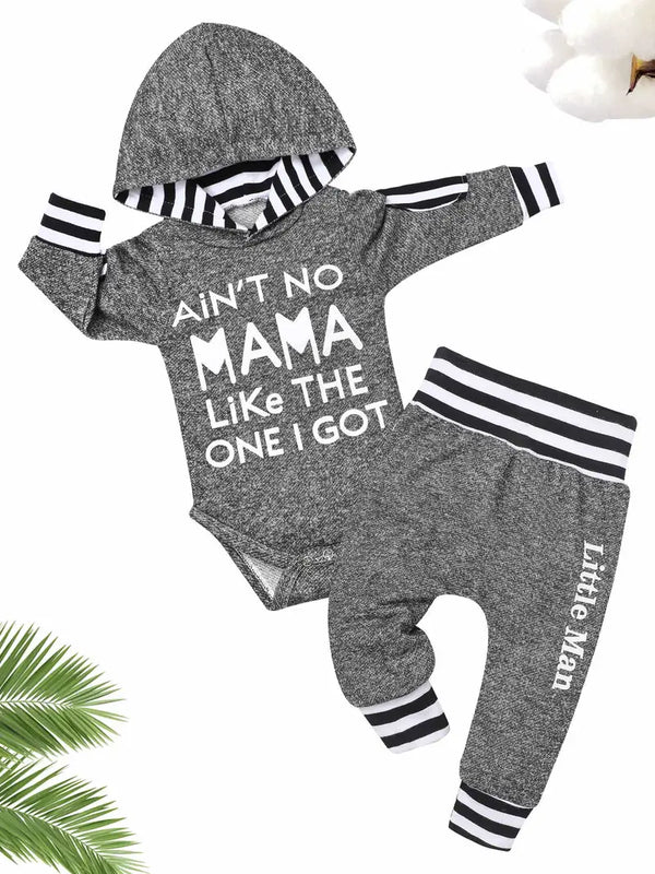 Baby Boys Striped Hooded Romper & Pants